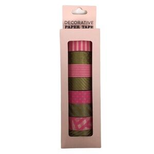 ELUM DESIGNS Washi Paper Tape Decorative Pink Gold 8 Rolls Scrapbooking Planner